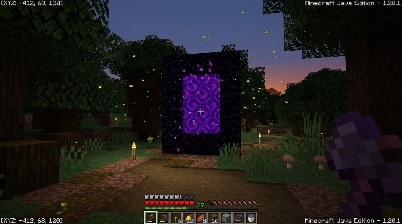 Minecraft Nether Portal in Dark Oak Forest