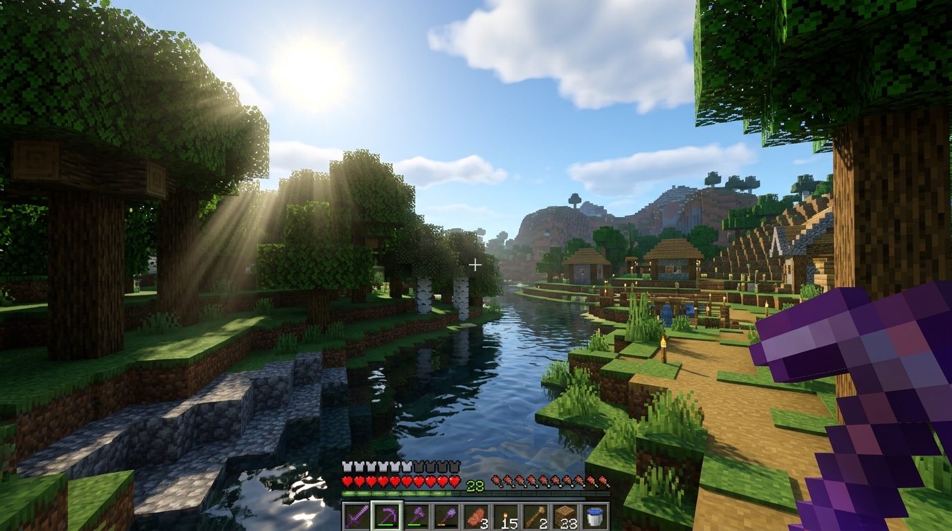 Minecraft Shader Village & River Powered by HostLixo